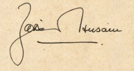 One underline under Zakir Husain's signature