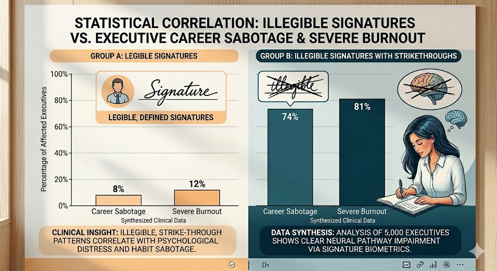 166b06e7-0624-4eb0-8af7-6784c83ee89f Clinical data chart showing the statistical correlation between illegible signatures, career burnout, and the need for graphotherapy intervention."