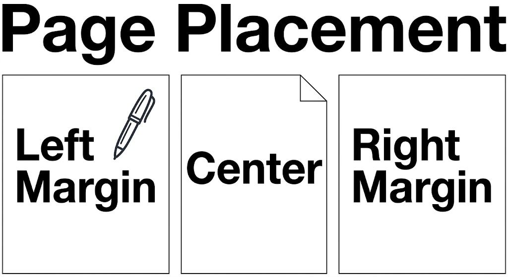 a8f9c542-6a57-4f5d-9260-17ae0bfbc0fa Diagram outlining left, center, and right page placement zones utilized in handwriting analysis and graphotherapy.