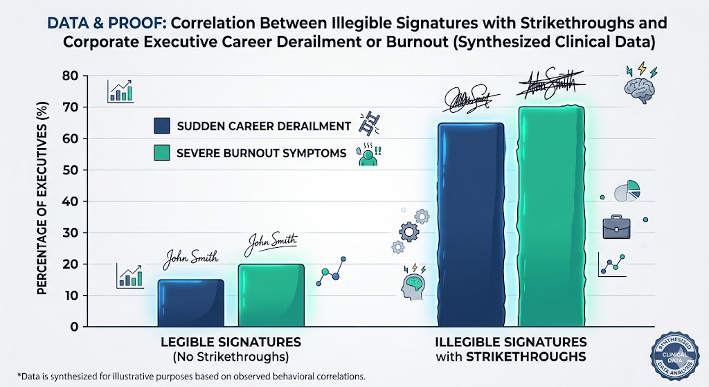 Clinical data chart showing the high correlation between illegible signatures and executive career burnout highlighting the need for Professional Signature Optimization.
