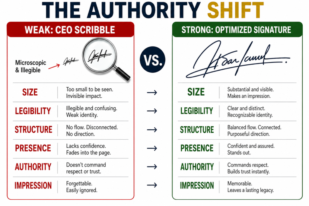 Clinical Graphology Consulting signature optimization and professional identity shift.