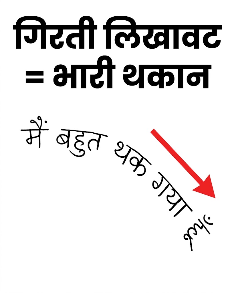 gem .. नीचे की ओर गिरती बेसलाइन से भारी थकान का हस्तलेख विश्लेषण