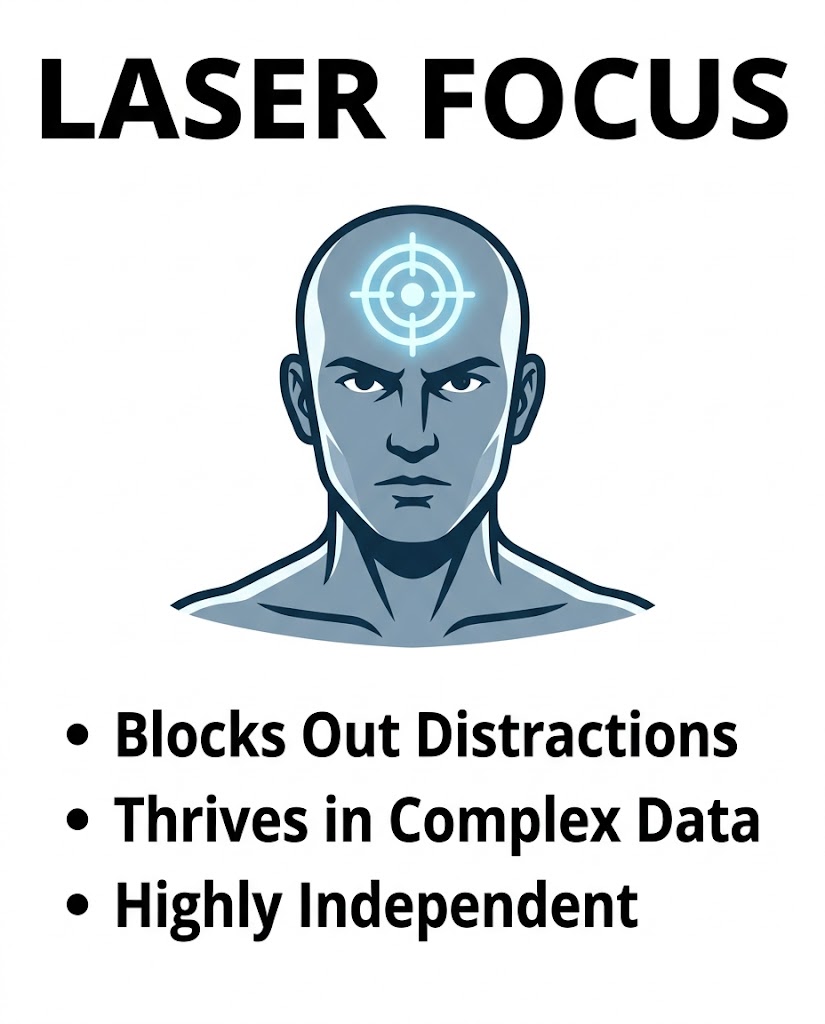 a59cce1e-cb4e-46ad-80cb-ef0e212a387c Illustration of a man with a target on his forehead depicting the laser focus and independence often seen as small handwriting traits
